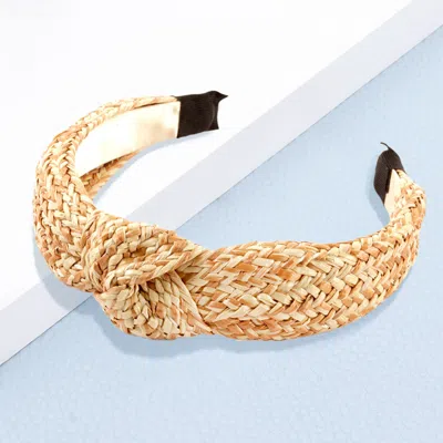 Fashnzfab Boho Raffia Knot Headband In Sand