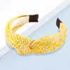 Fashnzfab Boho Raffia Knot Headband In Yellow