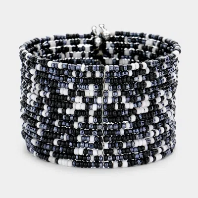 Fashnzfab Boho Seed Beaded Bracelet In Black