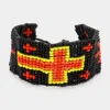 Fashnzfab Boho Seed Beaded Cross Toggle Bracelet Jet Black In Black