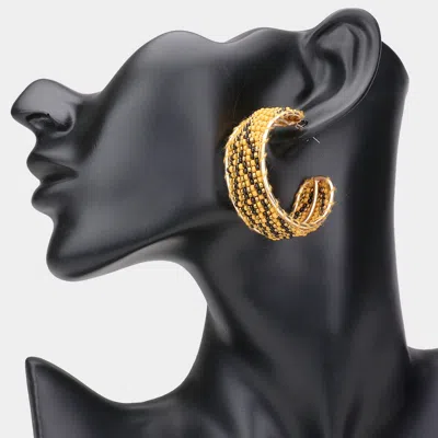 Fashnzfab Boho Seed Beaded Hoop Earrings In Yellow
