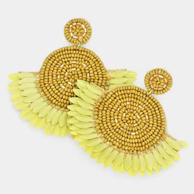 Fashnzfab Boho Seed Beaded Round Fringe Dangle Earrings In Yellow