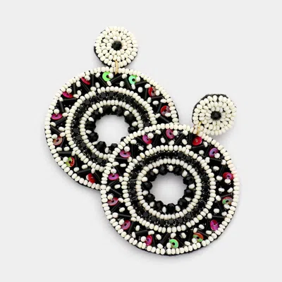 Fashnzfab Boho Sequin Multi Beaded Open Circle Dangle Earrings