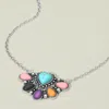 Fashnzfab Boho Southwestern Multi Color Stone Fan Pendant Necklace In Multi