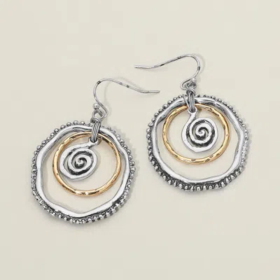 Fashnzfab Boho Spiral Circle Charm Drop Earrings In Silver