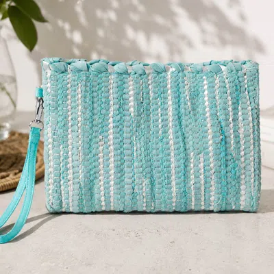 Fashnzfab Boho Textured Clutch Crossbody Bag In Blue
