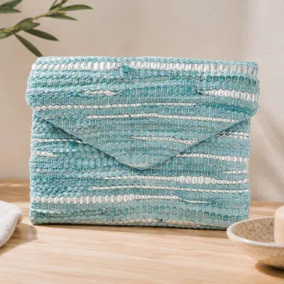 Fashnzfab Boho Textured Envelope Clutch Crossbody Bag In Blue
