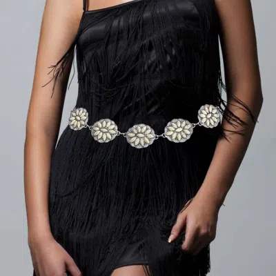 Fashnzfab Boho Vintage Western Turquoise Stone Pointed Concho Chain Belt In Gold