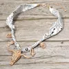 Fashnzfab Boho Western Bull Skull Cactus Cowboy Hat Boots Charm Fabric Necklace In Gold