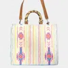 Fashnzfab Boho Wood Handle Tote / Crossbody Bag In Sand