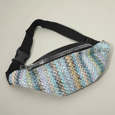 Fashnzfab Boho Woven Embroidered Crossbody Belt Sling Fanny Pack Bag In Blue