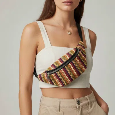 Fashnzfab Boho Woven Embroidered Crossbody Belt Sling Fanny Pack Bag In Brown