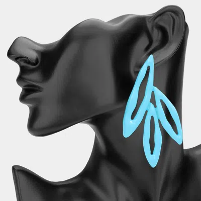 Fashnzfab Bold Abstract Geometric Drop Earrings - Blue