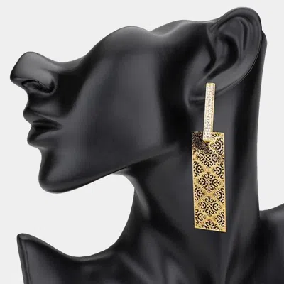 Fashnzfab Bold Abstract Geometric Pattern Filigree Plate Drop Earrings In Multi
