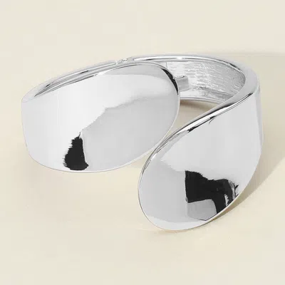 Fashnzfab Bold Abstract Metal Wrap Hinged Bangle Bracelet Rhodium In Multi