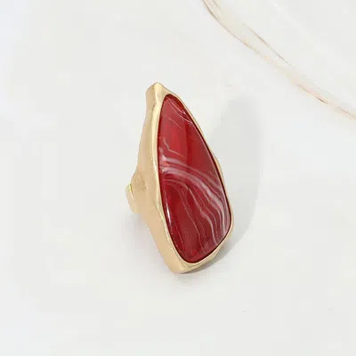 Fashnzfab Bold Abstract Natural Stone Stretch Ring In Multi