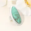 Fashnzfab Bold Abstract Oval Natural Stone Stretch Ring - Rhodium, Turquoise In Metallic