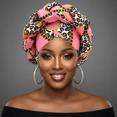 Fashnzfab Bold Abstract Pattern Printed Turban Hair Wrap In Multi