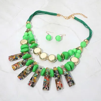 Fashnzfab Bold Abstract Resin Beaded Statement Necklace In Multi