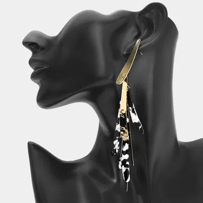 Fashnzfab Bold Abstract Resin Metal Long Plate Layered Drop Statement Earrings In Transparent