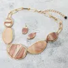 Fashnzfab Bold Abstract Sparkled Celluloid Acetate Plate Link Statement Necklace In Brown