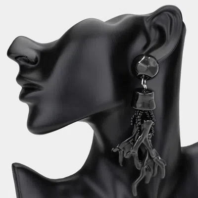 Fashnzfab Bold Beaded Coral Drop Dangle Earrings In Black