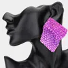 Fashnzfab Bold Bling Studded Abstract Plate Earrings In Pink