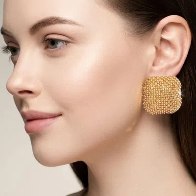 Fashnzfab Bold Bling Studded Square Statement Earrings In Multi
