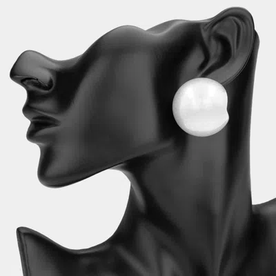 Fashnzfab Bold Brushed Metal Ball Earrings - Silver In Metallic