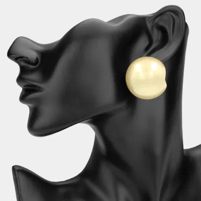 Fashnzfab Bold Brushed Metal Ball Earrings In Gold