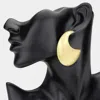 Fashnzfab Bold Brushed Metal Crescent Earrings In Gold