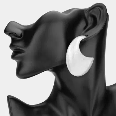 Fashnzfab Bold Brushed Metal Crescent Earrings In Metallic