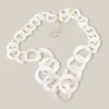 Fashnzfab Bold Celluloid Acetate Link Long Necklace In White