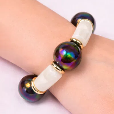 Fashnzfab Bold Chunky Beaded Stretch Bracelet In Multi