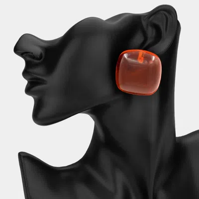 Fashnzfab Bold Chunky Square Statement Earrings In Orange