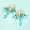 Fashnzfab Bold Coral Branch Layered Statement Earrings - Turquoise In Blue