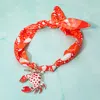 Fashnzfab Bold Crab Pendant Fabric Scarf Necklace In Purple