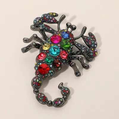 Fashnzfab Bold Crystal Scorpio Pin Brooch In Multi