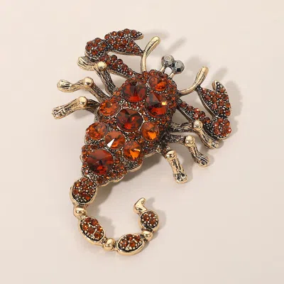 Fashnzfab Bold Crystal Scorpio Pin Brooch In Red