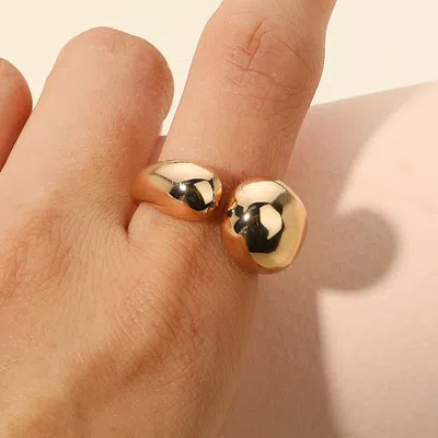 Fashnzfab Bold Dome Open Adjustable Stainless Steel Ring In Gold