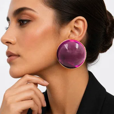 Fashnzfab Bold Dome Statement Earrings In Red