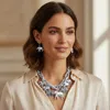 Fashnzfab Bold Elephant Charm Station Statement Necklace In Multi