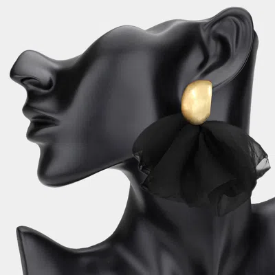 Fashnzfab Bold Fabric Floral Petal Drop Statement Earrings In Gold