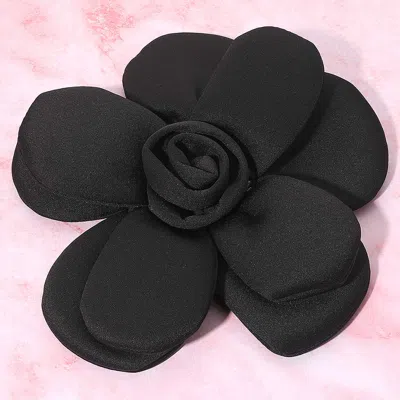 Fashnzfab Bold Fabric Flower Statement Hair Clip Pin Brooch In Black