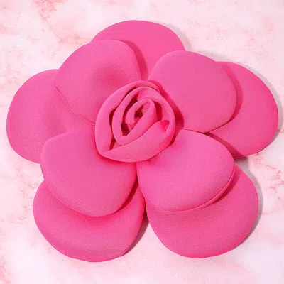 Fashnzfab Bold Fabric Flower Statement Hair Clip Pin Brooch In Pink