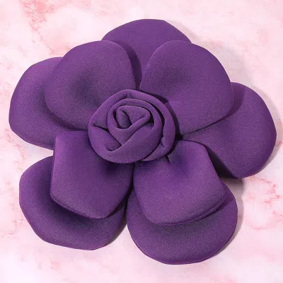 Fashnzfab Bold Fabric Flower Statement Hair Clip Pin Brooch In Purple