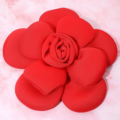 Fashnzfab Bold Fabric Flower Statement Hair Clip Pin Brooch In Red
