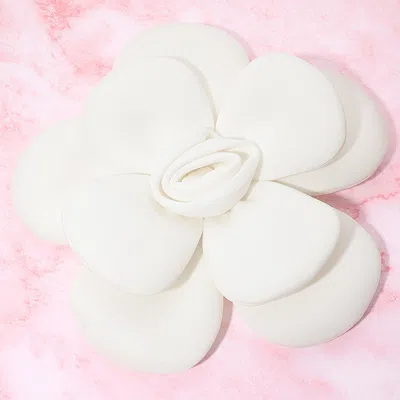 Fashnzfab Bold Fabric Flower Statement Hair Clip Pin Brooch In White