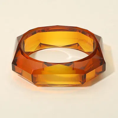 Fashnzfab Bold Faceted Geometric Resin Bangle Bracelet In Brown