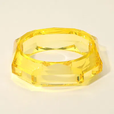 Fashnzfab Bold Faceted Geometric Resin Bangle Bracelet In Yellow